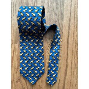 Beaufort Tie Rack 100% Silk Neck Tie Circus Elephants Blue 3.5” X 60" NWOT Italy